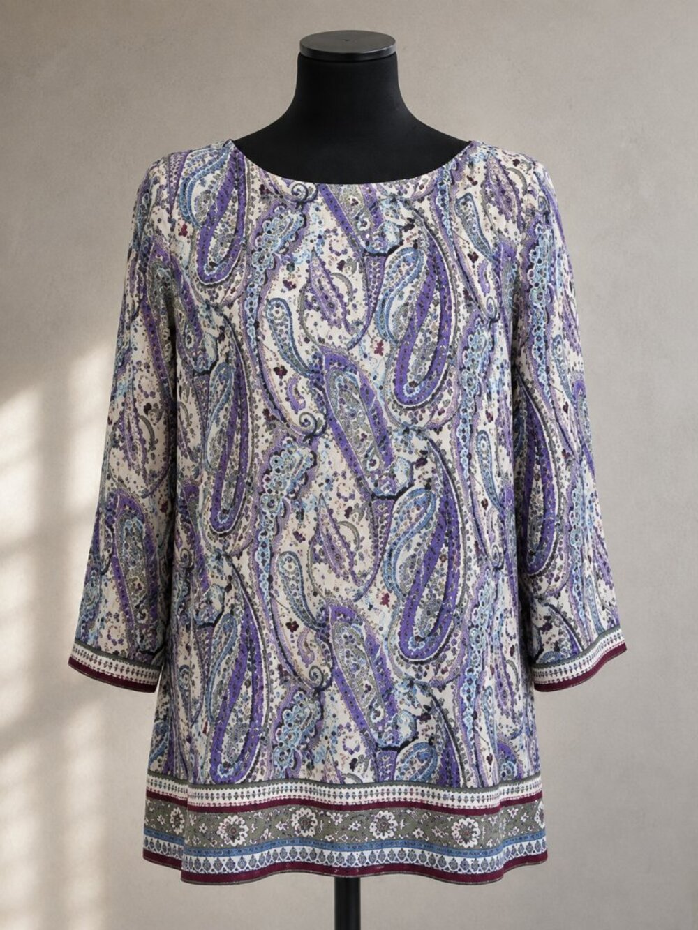 J.Jill Adara Violet Paisley Wrap Back Tunic Top Blouse Sz M